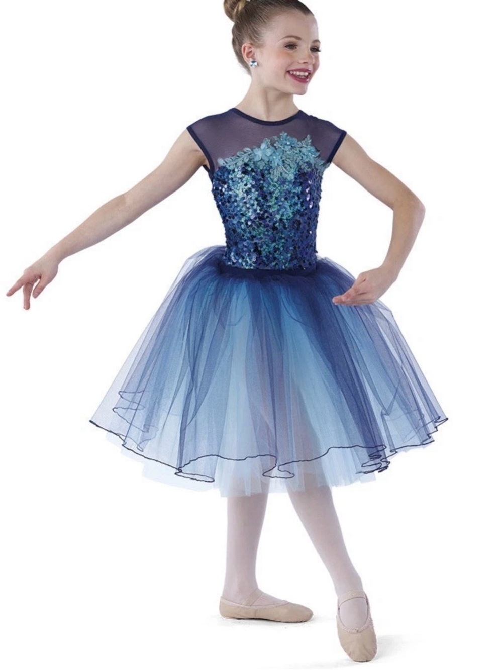 Weissman Blue Teal Sequin Tulle Ballet Recital Costume Girls MC